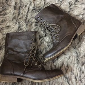Combat brown leather boots
